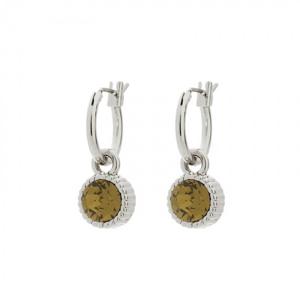 Biba Hang Oorbellen Zilver met Swarovski Steentje Khaki