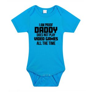 Proof daddy does not only play games cadeau baby rompertje blauw jongens