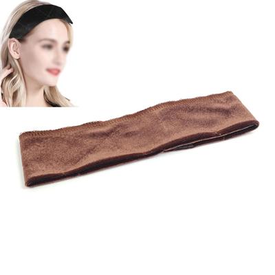 Handgemaakte Velvet pruik haarband pruik vaste hoofdband (bruin)