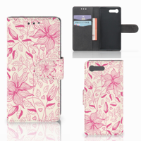 Sony Xperia X Compact Hoesje Pink Flowers | Portemonnee hoesje