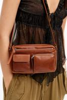 Leren schoudertas vakken S - BROWN - U