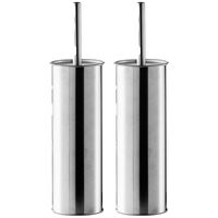 2x Stuks WC/Toiletborstel houder RVS/edelstaal - D9 x 37 cm