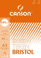Canson tekenpapier Bristol, 224 g, ft 29,7 x 42 cm, A3, blok van 20 vel