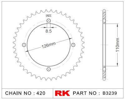 RK Chain wheel 428 44z steel silver