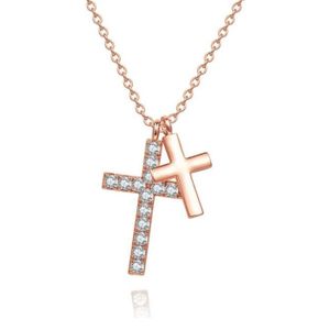 Dames ketting met kruis en zirkonia Rose