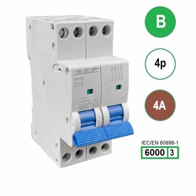 SEP krachtstroom installatieautomaat 4A INS36-4B04 inst. 4p B4 6kA (36mm) 3101644004