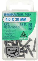 Sp.pl.schr.torx 4,0x20mm rvs 15st - Deltafix
