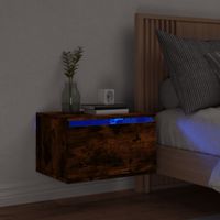 Nachtkastje met LED's wandgemonteerd gerookt eikenkleurig - thumbnail