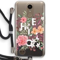 Hello in flowers: LG K10 (2017) Transparant Hoesje met koord