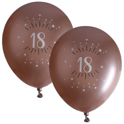 Verjaardag leeftijd ballonnen 18 jaar - 12x - rosegoud - 30 cm - Feestartikelen/versieringen