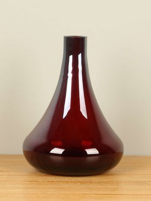 Glazen flesvaas rood/bruin, 26 cm