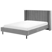 Beliani - VILLETTE - Tweepersoonsbed - Grijs - 160 x 200 cm - Fluweel