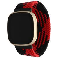 Fitbit Versa 3 / Sense Nylon Gevlochten Solo Band - Rood Zwart Fitbit Versa 3 / Sense Nylon Gevlochten Solo Band - Rood Zwart