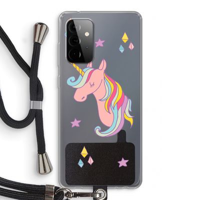 Roze eenhoorn: Samsung Galaxy A72 5G Transparant Hoesje met koord
