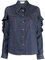 Saiid Kobeisy chemise en jean à volants - Bleu