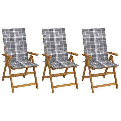 Tuinstoelen 3 st inklapbaar met kussens massief acaciahout
