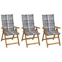 Tuinstoelen 3 st inklapbaar met kussens massief acaciahout
