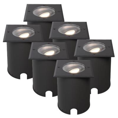 Set van 6 Cody LED Grondspots Zwart - GU10 4,5 Watt 345 lumen dimbaar - 4000K neutraal wit - Kantelbaar - Overrijdbaar - Vierkant - IP67 waterdicht Set van 6 Cody LED Grondspots Zwart - GU10 4,5 Watt 345 lumen dimbaar - 4000K neutraal wit - Kantelbaar - Overrijdbaar - Vierkant - IP67 waterdicht
