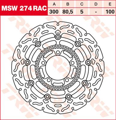TRW Remschijf, remschijven voor de moto, MSW274RAC