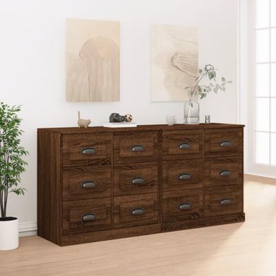 Dressoirs 2 st bewerkt hout bruin eikenkleur