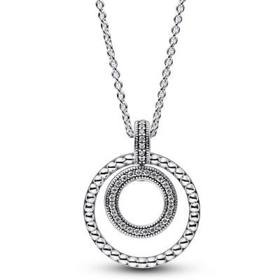Pandora 392308C01 Ketting Signature Pave-Beads zilver-zirconia zilverkleurig-wit Pandora 392308C01 Ketting Signature Pave-Beads zilver-zirconia zilverkleurig-wit