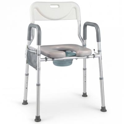 Toiletstoel voor Senioren in Hoogte Verstelbare Nachustoel met Beklede Zitting en Armleuningen Toiletbril met Afneembare Emmer Douchestoel Toiletverhoger