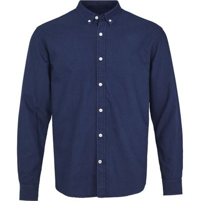 Kronstadt Overhemd Johan Oxford Washed Donkerblauw Button Down Slim Fit