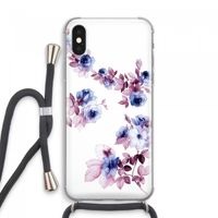 Waterverf bloemen: iPhone XS Max Transparant Hoesje met koord