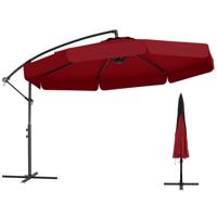 Parasol 300 cm Inclusief Beschermhoes Hangparasol met Slinger en Volant Rood