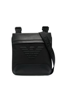 Emporio Armani sacoche en cuir à patch logo - Noir