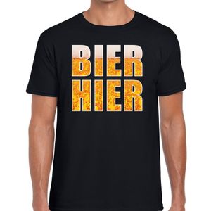 Bier hier tekst t-shirt zwart heren