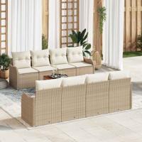 Tuinbankenset met opslag 9 pcs Beige en Crème poly rattan