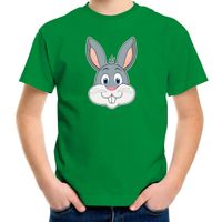 Cartoon konijn t-shirt groen voor jongens en meisjes - Cartoon dieren t-shirts kinderen - thumbnail