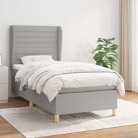 Boxspring met matras stof lichtgrijs 90x190 cm