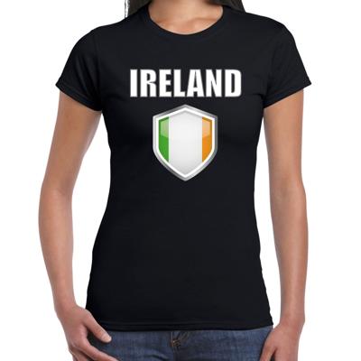 Ierland landen supporters t-shirt - zwart - dames - fan kleding - korte mouwen