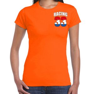 Racing 33 supporter / race fan t-shirt borst bedrukking oranje voor dames S  -