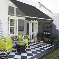 Intrekbare Zonneluifel Overkapping Aluminium Terras Zonnescherm met Waterbestendige Polyester Buiten Handleiding