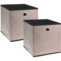 Opbergmand/kastmand - 2x - beige - karton/kunststof - 28 liter - 30 x 30 x 30 cm