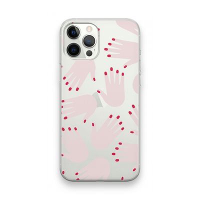 Hands pink: iPhone 12 Pro Max Transparant Hoesje