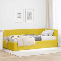 Hoekbedframe met matras met hoofdeinde Geel 90 x 200 cm Fluweel