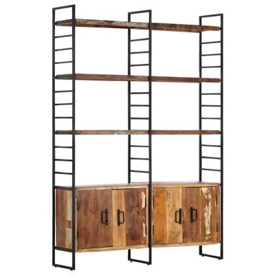 Boekenkast met 4 schappen 124x30x180 cm massief gerecycled hout