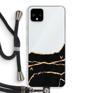 Gouden marmer: Pixel 4 XL Transparant Hoesje met koord