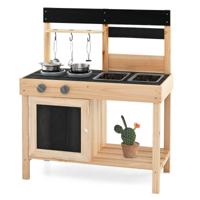 Kinder Speelkeuken met 2 Afneembare Spoelbakken & Kraan & Fornuis & Keukengerei