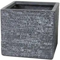 Mega Collections Plantenbak Utah Kubus Clayfibre 27x27x28 cm Grafiet