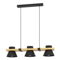 EGLO Maccles Hanglamp - E27 - 78 cm - Zwart|Bruin - Staal|Hout