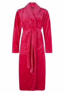 badjas dames fuchsia met sjaalkraag - fleece
