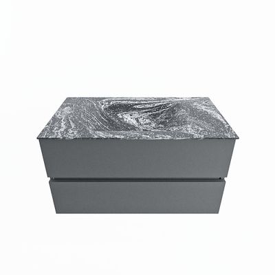 MONDIAZ VICA-DLUX 90cm badmeubel onderkast Plata 2 lades. Inbouw wastafel CLOUD midden 1 kraangat, kleur Lava.