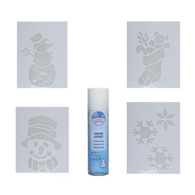 4x kerst decoratie raamsjablonen met busje spuitsneeuw