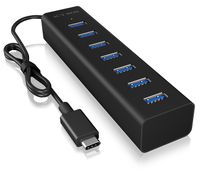 ICY BOX IB-HUB1700-C3 USB-C (USB 3.2 Gen 2) multiport hub 7 poorten Zwart - thumbnail