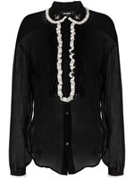 DSQUARED2 blouse en soie à volants - Noir